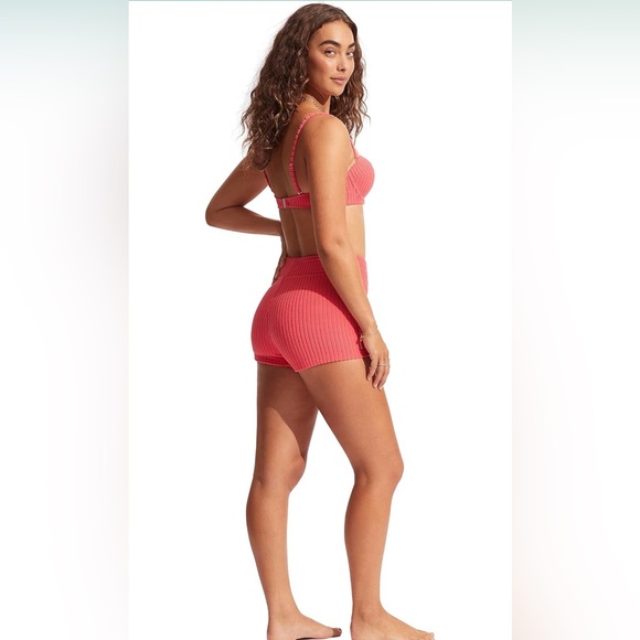 Seafolly Women's Underwire Bustier Bralette Bikini Top Swimsuit Size 6 Coral - Picture 3 of 6